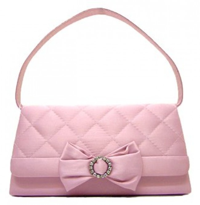 Evening Bag - Satin Quilted w/ Bow – Pink – BG-38228PK